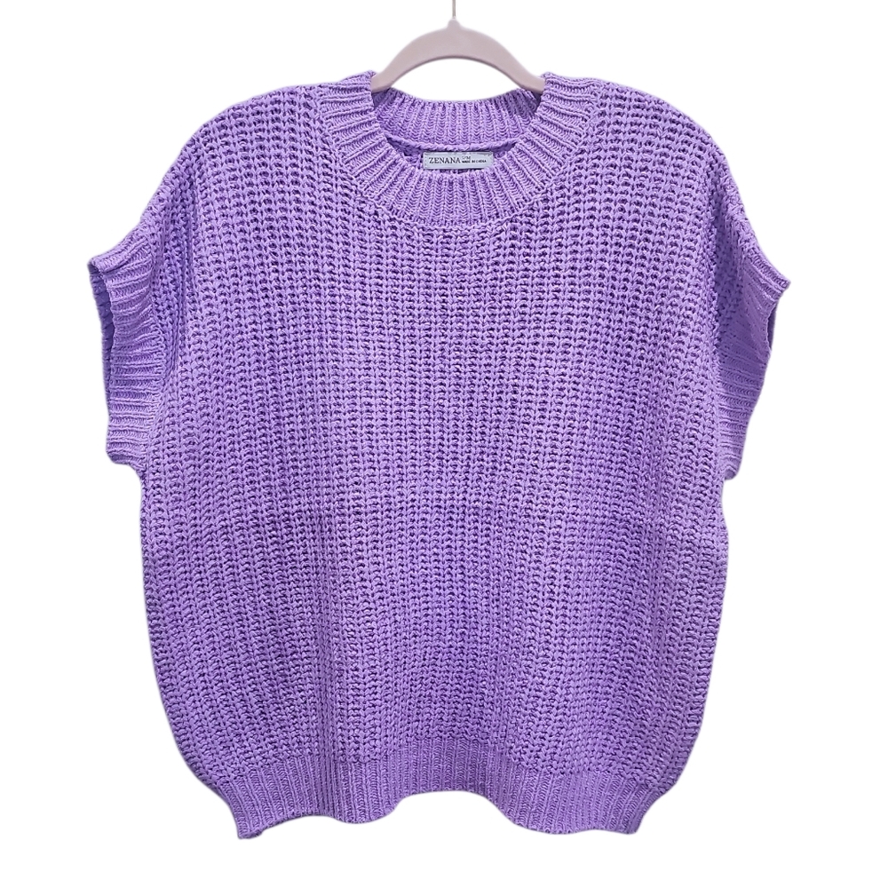 New Zenana Purple Knit Sweater S M L XL - Picture 3 of 3